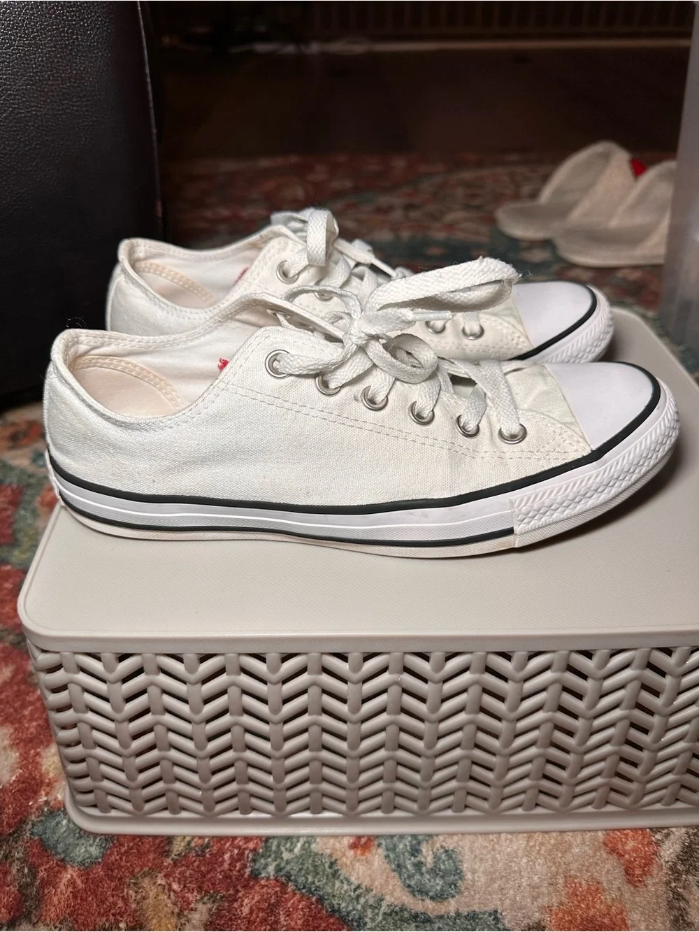 Converse White Low-Top Sneakers with Rainbow Tongue Stripes - Picture 2 of 6